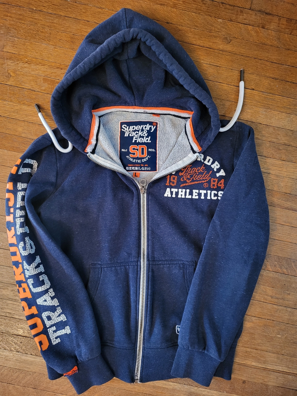 Superdry Navy Hoodie Patch with Orange Trim